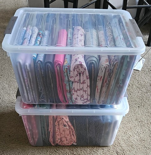 Stacked Bins of Fabric