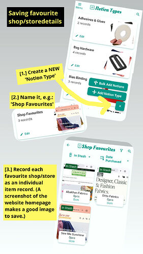 Saving favourite shop details